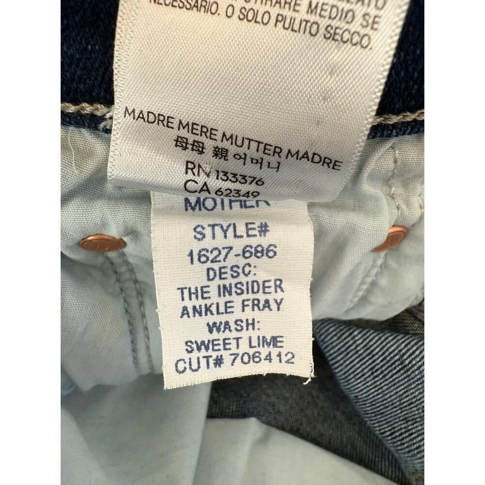 MOTHER Insider Ankle Fray Sweet Lime Dark Wash Cropped Jeans size 28 EUC - Picture 13 of 14